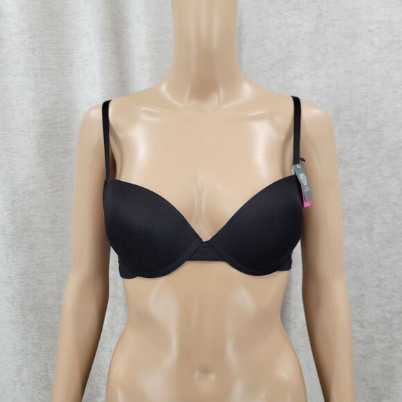 Vince Camuto Black Logo Band Bra Push Up Underwire Women's 38B NEW - Picture 2 of 9